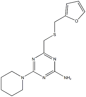 4-{[(2-furylmethyl)sulfanyl]methyl}-6-(1-piperidinyl)-1,3,5-triazin-2-ylamine Struktur