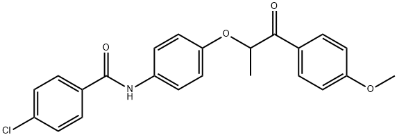 4-chloro-N-{4-[2-(4-methoxyphenyl)-1-methyl-2-oxoethoxy]phenyl}benzamide Struktur