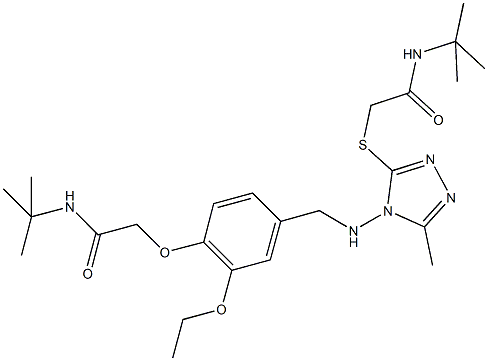 N-(tert-butyl)-2-{[4-({4-[2-(tert-butylamino)-2-oxoethoxy]-3-ethoxybenzyl}amino)-5-methyl-4H-1,2,4-triazol-3-yl]sulfanyl}acetamide Struktur