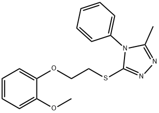 3-{[2-(2-methoxyphenoxy)ethyl]sulfanyl}-5-methyl-4-phenyl-4H-1,2,4-triazole Struktur