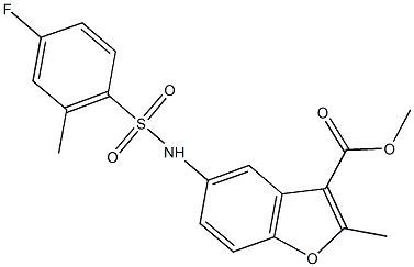 methyl 5-{[(4-fluoro-2-methylphenyl)sulfonyl]amino}-2-methyl-1-benzofuran-3-carboxylate Struktur