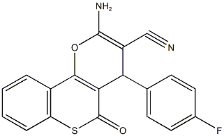 2-amino-4-(4-fluorophenyl)-5-oxo-4H,5H-thiochromeno[4,3-b]pyran-3-carbonitrile Struktur