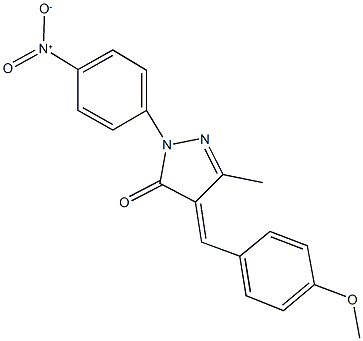 2-{4-nitrophenyl}-4-(4-methoxybenzylidene)-5-methyl-2,4-dihydro-3H-pyrazol-3-one Struktur