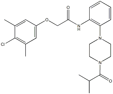 2-(4-chloro-3,5-dimethylphenoxy)-N-[2-(4-isobutyryl-1-piperazinyl)phenyl]acetamide Struktur