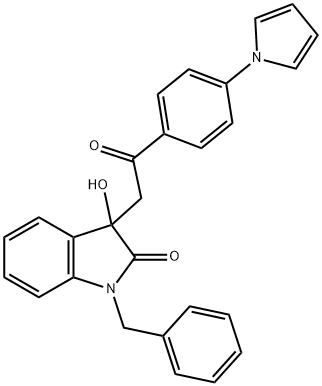 1-benzyl-3-hydroxy-3-{2-oxo-2-[4-(1H-pyrrol-1-yl)phenyl]ethyl}-1,3-dihydro-2H-indol-2-one Struktur