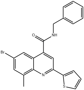 N-benzyl-6-bromo-8-methyl-2-(2-thienyl)-4-quinolinecarboxamide Struktur