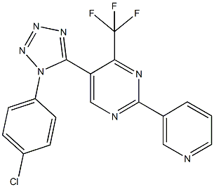 5-[1-(4-chlorophenyl)-1H-tetraazol-5-yl]-2-(3-pyridinyl)-4-(trifluoromethyl)pyrimidine Struktur