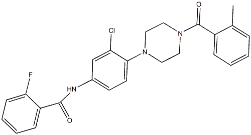 N-{3-chloro-4-[4-(2-methylbenzoyl)-1-piperazinyl]phenyl}-2-fluorobenzamide Struktur