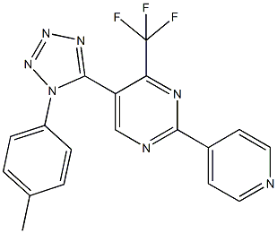 5-[1-(4-methylphenyl)-1H-tetraazol-5-yl]-2-(4-pyridinyl)-4-(trifluoromethyl)pyrimidine Struktur