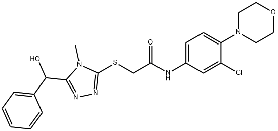 N-[3-chloro-4-(4-morpholinyl)phenyl]-2-({5-[hydroxy(phenyl)methyl]-4-methyl-4H-1,2,4-triazol-3-yl}sulfanyl)acetamide Struktur