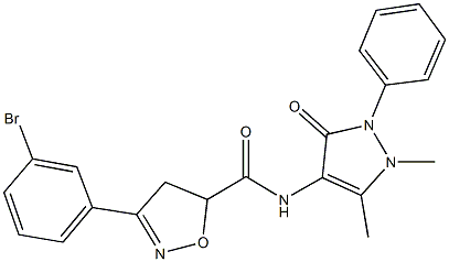 3-(3-bromophenyl)-N-(1,5-dimethyl-3-oxo-2-phenyl-2,3-dihydro-1H-pyrazol-4-yl)-4,5-dihydro-5-isoxazolecarboxamide Struktur