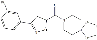 8-{[3-(3-bromophenyl)-4,5-dihydro-5-isoxazolyl]carbonyl}-1,4-dioxa-8-azaspiro[4.5]decane Struktur