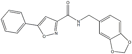 N-(1,3-benzodioxol-5-ylmethyl)-5-phenyl-3-isoxazolecarboxamide Struktur