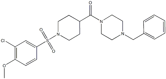 4-({4-[(4-benzyl-1-piperazinyl)carbonyl]-1-piperidinyl}sulfonyl)-2-chlorophenyl methyl ether Struktur