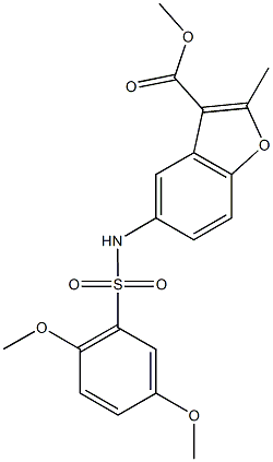 methyl 5-{[(2,5-dimethoxyphenyl)sulfonyl]amino}-2-methyl-1-benzofuran-3-carboxylate Struktur