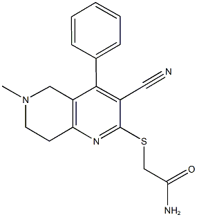 2-[(3-cyano-6-methyl-4-phenyl-5,6,7,8-tetrahydro[1,6]naphthyridin-2-yl)sulfanyl]acetamide Struktur