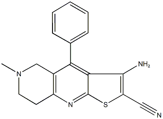 3-amino-6-methyl-4-phenyl-5,6,7,8-tetrahydrothieno[2,3-b][1,6]naphthyridine-2-carbonitrile Struktur