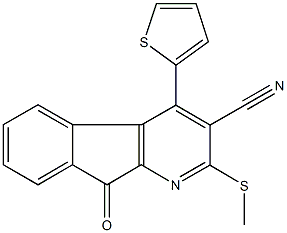 2-(methylsulfanyl)-9-oxo-4-(2-thienyl)-9H-indeno[2,1-b]pyridine-3-carbonitrile Struktur