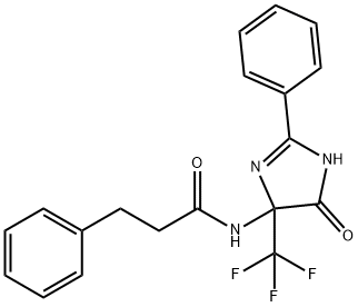 N-[4-oxo-2-phenyl-5-(trifluoromethyl)-4,5-dihydro-1H-imidazol-5-yl]-3-phenylpropanamide Struktur