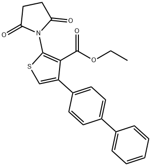 ethyl 4-[1,1'-biphenyl]-4-yl-2-(2,5-dioxo-1-pyrrolidinyl)-3-thiophenecarboxylate Struktur