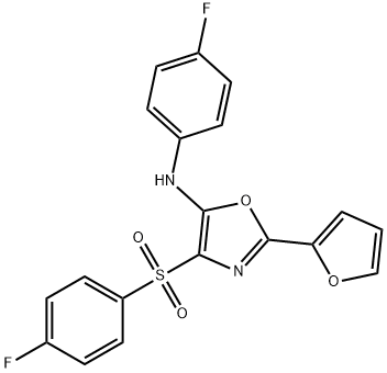 N-(4-fluorophenyl)-N-[4-[(4-fluorophenyl)sulfonyl]-2-(2-furyl)-1,3-oxazol-5-yl]amine Struktur