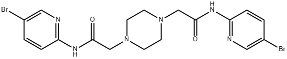 N-(5-bromo-2-pyridinyl)-2-(4-{2-[(5-bromo-2-pyridinyl)amino]-2-oxoethyl}-1-piperazinyl)acetamide Struktur