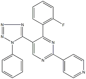 4-(2-fluorophenyl)-5-(1-phenyl-1H-tetraazol-5-yl)-2-(4-pyridinyl)pyrimidine Struktur