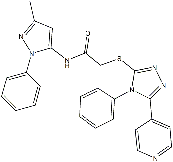 N-(3-methyl-1-phenyl-1H-pyrazol-5-yl)-2-{[4-phenyl-5-(4-pyridinyl)-4H-1,2,4-triazol-3-yl]sulfanyl}acetamide Struktur