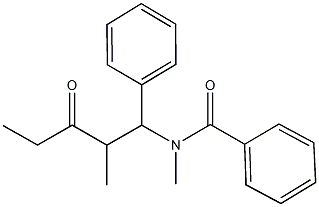 N-methyl-N-(2-methyl-3-oxo-1-phenylpentyl)benzamide Struktur