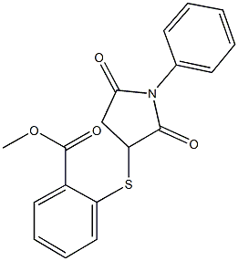 methyl2-[(2,5-dioxo-1-phenyl-3-pyrrolidinyl)thio]benzoate Struktur