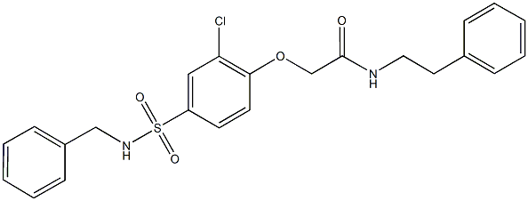 2-{4-[(benzylamino)sulfonyl]-2-chlorophenoxy}-N-(2-phenylethyl)acetamide Struktur