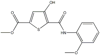 methyl 4-hydroxy-5-[(2-methoxyanilino)carbonyl]-2-thiophenecarboxylate Struktur