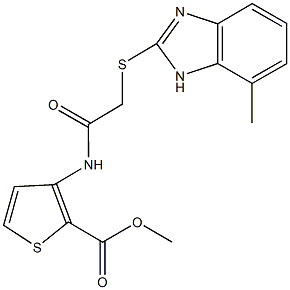 methyl 3-({[(7-methyl-1H-benzimidazol-2-yl)sulfanyl]acetyl}amino)-2-thiophenecarboxylate Struktur