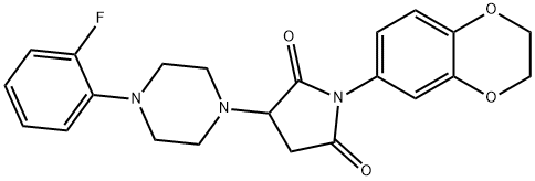 1-(2,3-dihydro-1,4-benzodioxin-6-yl)-3-[4-(2-fluorophenyl)-1-piperazinyl]-2,5-pyrrolidinedione Struktur