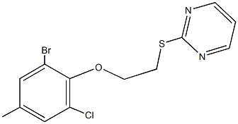 2-bromo-6-chloro-4-methylphenyl 2-(2-pyrimidinylsulfanyl)ethyl ether Struktur