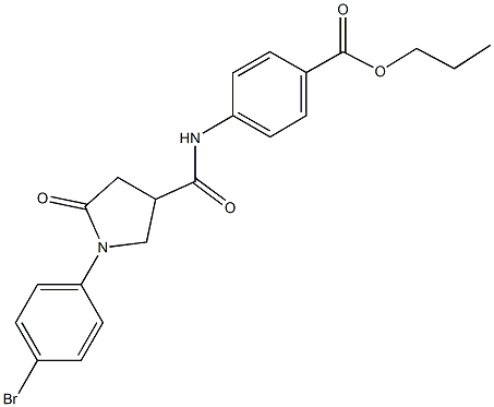 propyl 4-({[1-(4-bromophenyl)-5-oxo-3-pyrrolidinyl]carbonyl}amino)benzoate Struktur