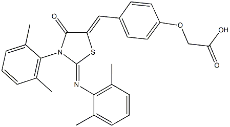 [4-({3-(2,6-dimethylphenyl)-2-[(2,6-dimethylphenyl)imino]-4-oxo-1,3-thiazolidin-5-ylidene}methyl)phenoxy]aceticacid Struktur