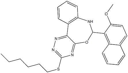 3-(hexylthio)-6-(2-methoxy-1-naphthyl)-6,7-dihydro[1,2,4]triazino[5,6-d][3,1]benzoxazepine Struktur