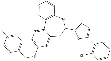 6-[5-(2-chlorophenyl)-2-furyl]-6,7-dihydro[1,2,4]triazino[5,6-d][3,1]benzoxazepin-3-yl 4-methylbenzyl sulfide Struktur