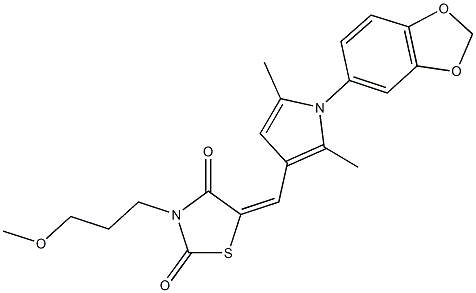 5-{[1-(1,3-benzodioxol-5-yl)-2,5-dimethyl-1H-pyrrol-3-yl]methylene}-3-(3-methoxypropyl)-1,3-thiazolidine-2,4-dione Struktur