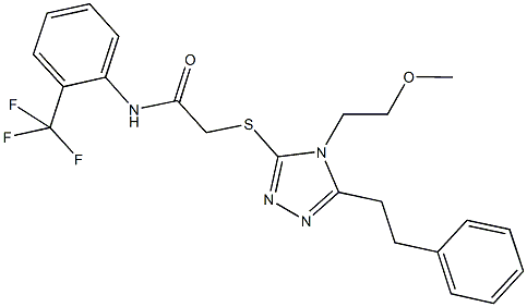 2-{[4-(2-methoxyethyl)-5-(2-phenylethyl)-4H-1,2,4-triazol-3-yl]sulfanyl}-N-[2-(trifluoromethyl)phenyl]acetamide Struktur