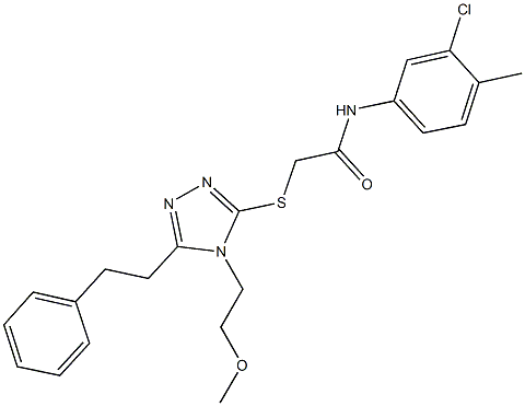 N-(3-chloro-4-methylphenyl)-2-{[4-(2-methoxyethyl)-5-(2-phenylethyl)-4H-1,2,4-triazol-3-yl]sulfanyl}acetamide Struktur