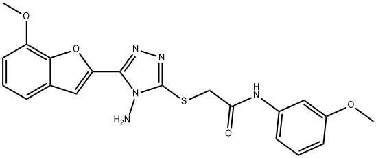 2-{[4-amino-5-(7-methoxy-1-benzofuran-2-yl)-4H-1,2,4-triazol-3-yl]sulfanyl}-N-(3-methoxyphenyl)acetamide Struktur