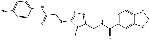 N-[(5-{[2-(4-chloroanilino)-2-oxoethyl]sulfanyl}-4-methyl-4H-1,2,4-triazol-3-yl)methyl]-1,3-benzodioxole-5-carboxamide Struktur