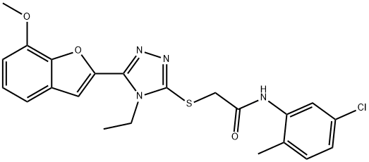 N-(5-chloro-2-methylphenyl)-2-{[4-ethyl-5-(7-methoxy-1-benzofuran-2-yl)-4H-1,2,4-triazol-3-yl]sulfanyl}acetamide Struktur