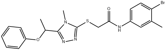 N-(4-bromo-3-methylphenyl)-2-{[4-methyl-5-(1-phenoxyethyl)-4H-1,2,4-triazol-3-yl]sulfanyl}acetamide Struktur