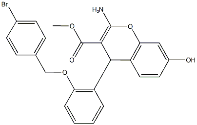 methyl 2-amino-4-{2-[(4-bromobenzyl)oxy]phenyl}-7-hydroxy-4H-chromene-3-carboxylate Struktur