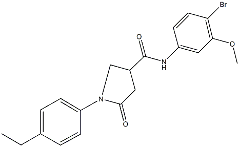 N-(4-bromo-3-methoxyphenyl)-1-(4-ethylphenyl)-5-oxo-3-pyrrolidinecarboxamide Struktur