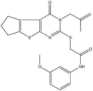 N-(3-methoxyphenyl)-2-{[3-(2-methyl-2-propenyl)-4-oxo-3,5,6,7-tetrahydro-4H-cyclopenta[4,5]thieno[2,3-d]pyrimidin-2-yl]thio}acetamide Struktur