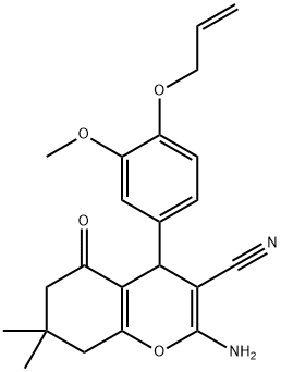 4-[4-(allyloxy)-3-methoxyphenyl]-2-amino-7,7-dimethyl-5-oxo-5,6,7,8-tetrahydro-4H-chromene-3-carbonitrile Struktur